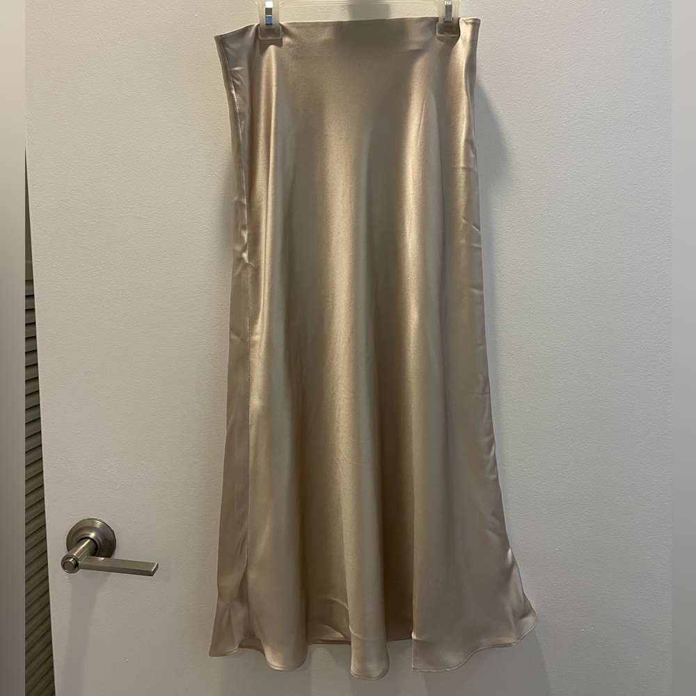 Quince Satin Midi Skirt - Cream